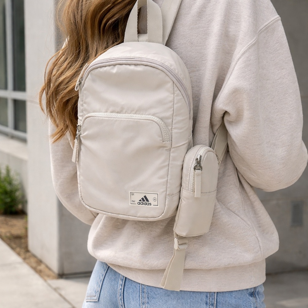 Adidas Cream Mini Backpack – Lightweight & Stylish